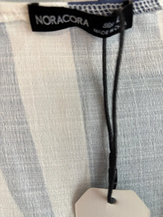 Noracora Navy and White Striped Knot-Shoulder Top - Picture 2 of 5